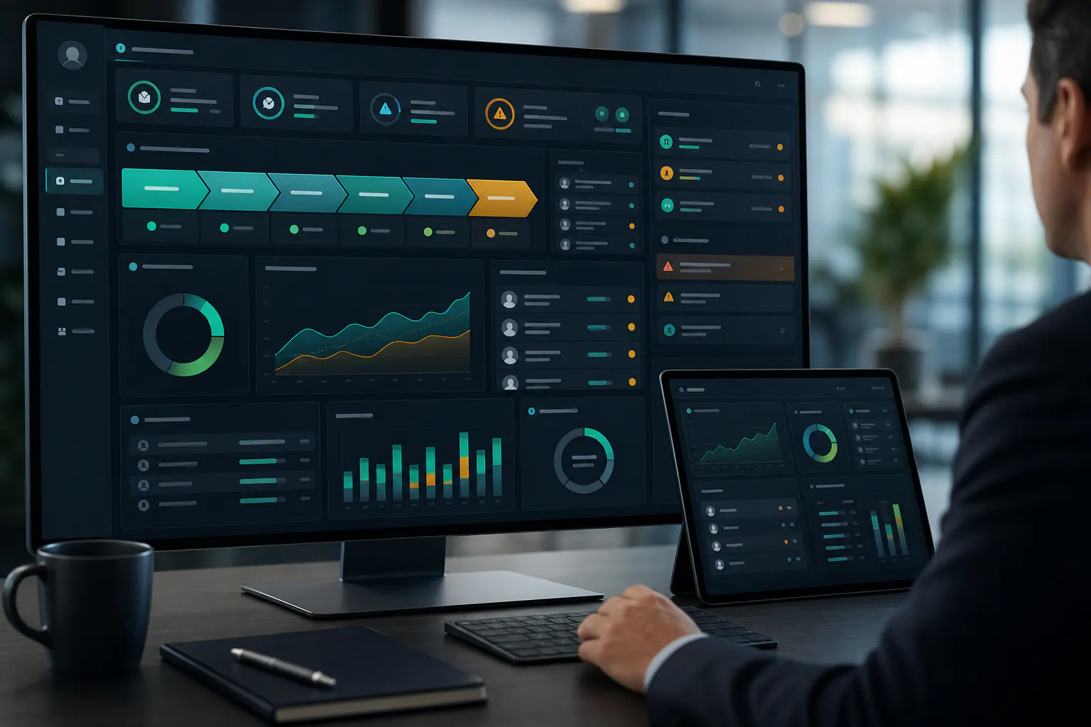 Dashboard CRM ventas para gestión de clientes, pipeline comercial, seguimiento de oportunidades y forecast