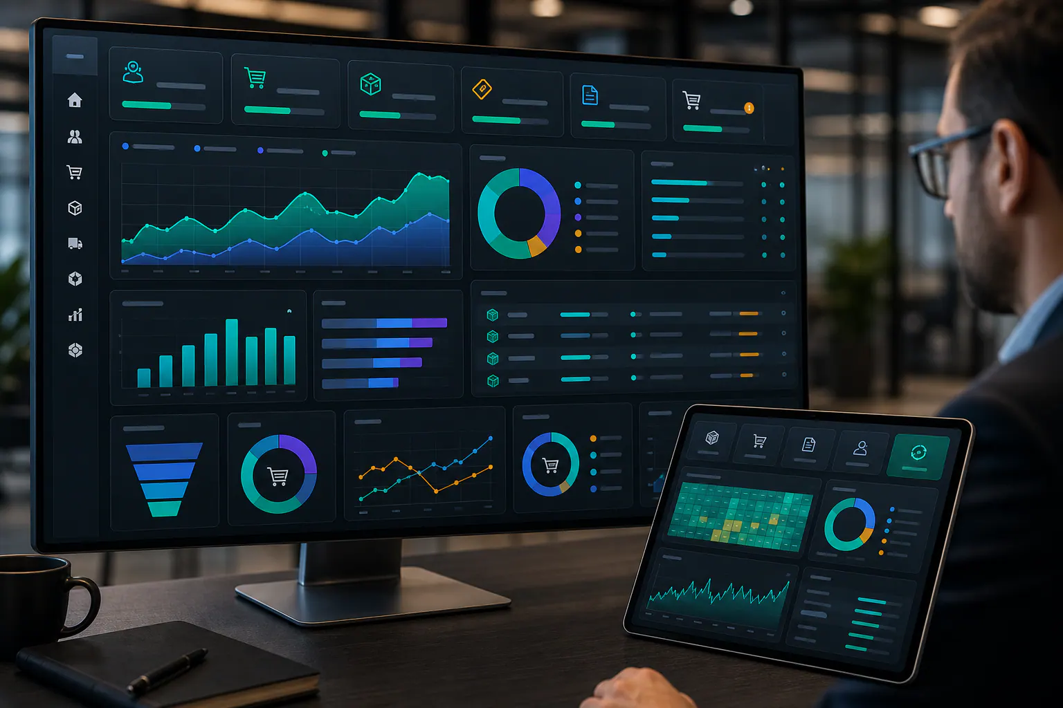 Dashboard ecommerce B2B e inteligencia comercial Dashboard ecommerce B2B con adopción, pedidos recurrentes, búsquedas, stock, cotizaciones, abandono e inteligencia comercial