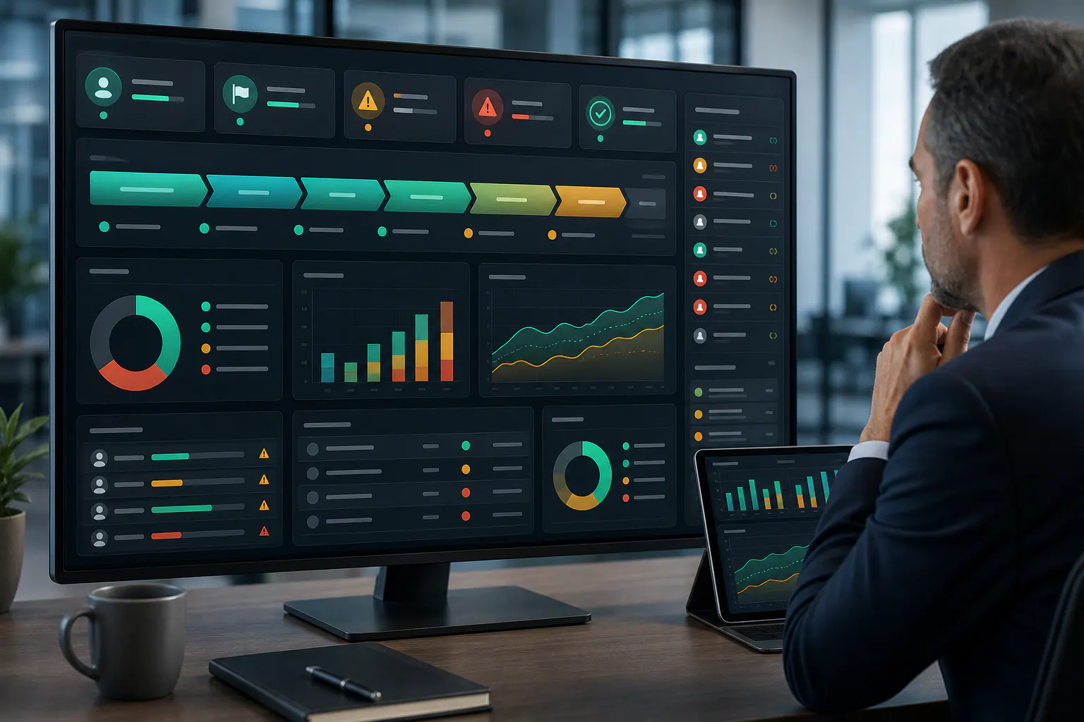 Dashboard de oportunidades comerciales en riesgo Dashboard de seguimiento de oportunidades comerciales con alertas de riesgo, edad de oportunidad y próxima acción