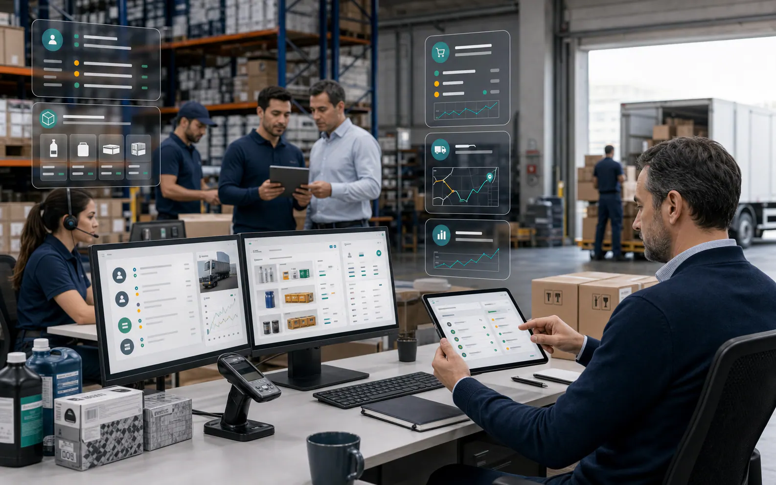 Máquina de Venta para distribución mayorista Distribuidor mayorista gestionando clientes, pedidos B2B, stock, precios por cliente y despacho desde una plataforma comercial