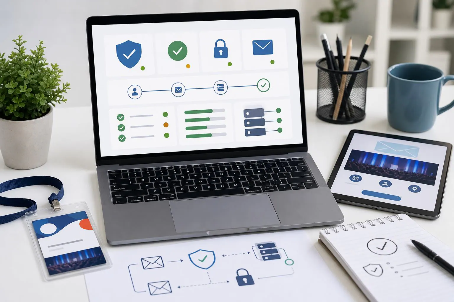 Configuracion de autenticacion de dominio para correos de eventos con iconos de seguridad