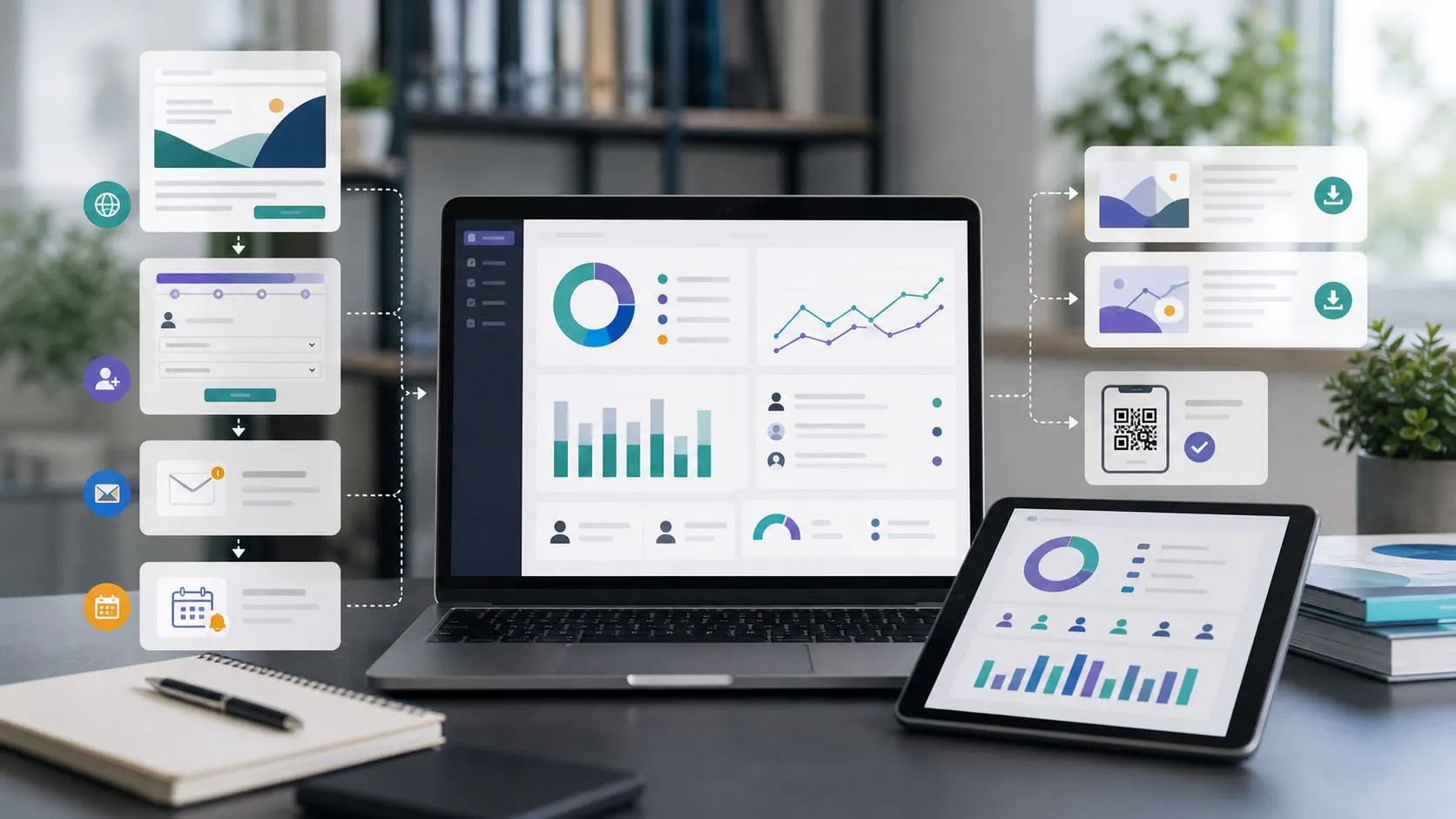 Difusión digital para centros de estudios con landing, email, QR, contenidos y analítica